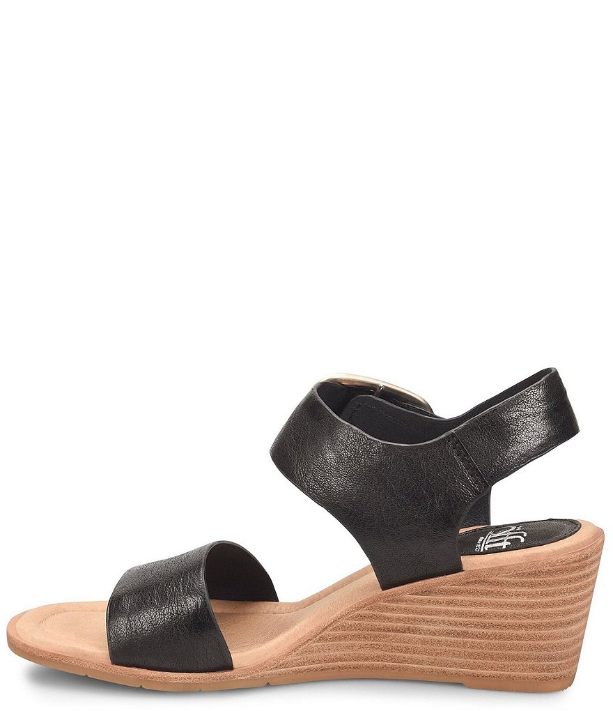 Sofft Greyston Leather Adjustable Buckle Wedge Sandals