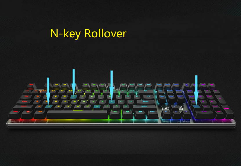Rapoo V700S Alloy Version, N-key Rollover, Ergonomic Design, Cool Exterior Waterproof USB Wired Black Mechanical Gaming Keyboard-Mixed Colors Backlit