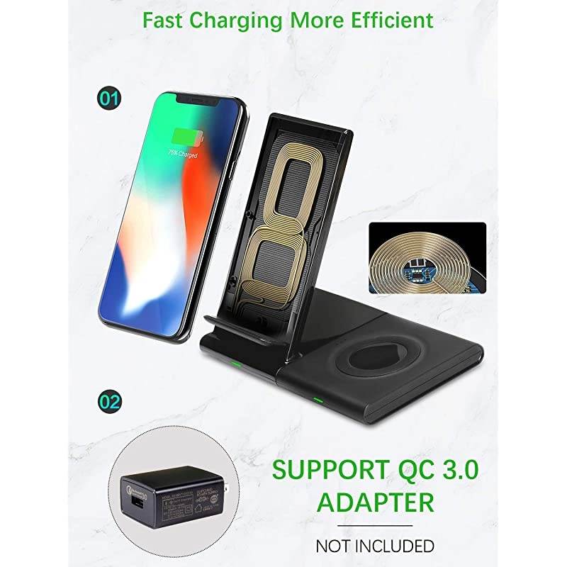 Charger Fast Charging Stand 2in1 Charging Station Dock for iPhone 11 ProMaxXXsXRAirPods2 Samsung Galaxy NoteWatchBuds