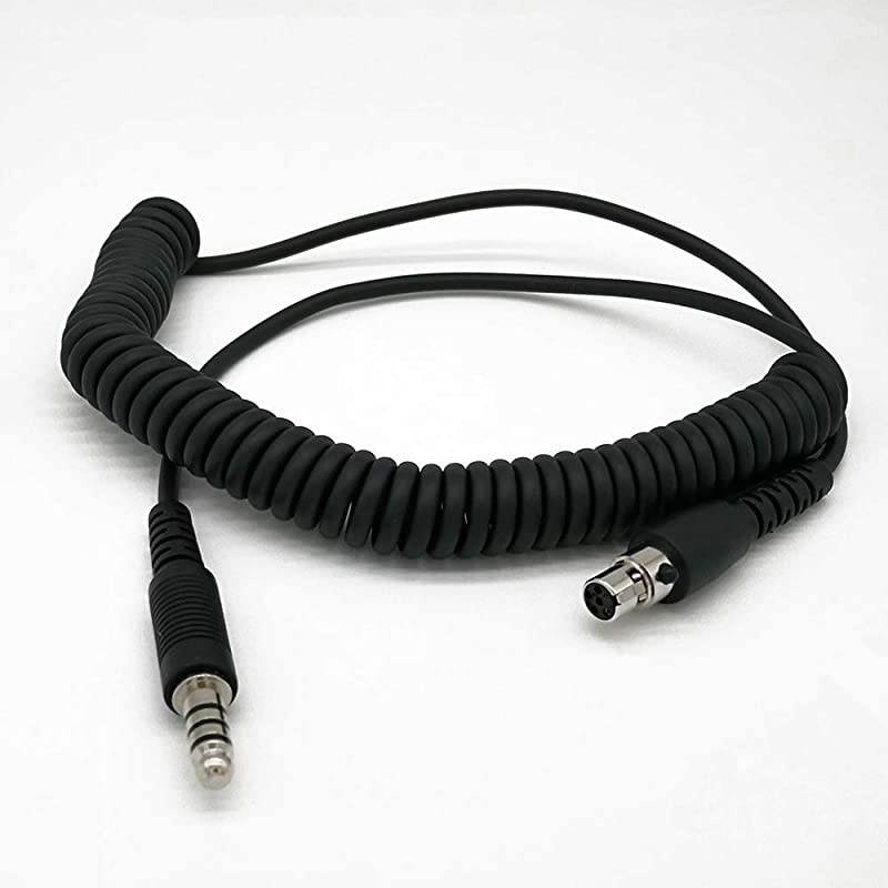 U174 Plug to Mini XLR5 Jack Adapter 2M Durable Coiled Cable for GA Military Helicopter Rugged Radios and Headsets