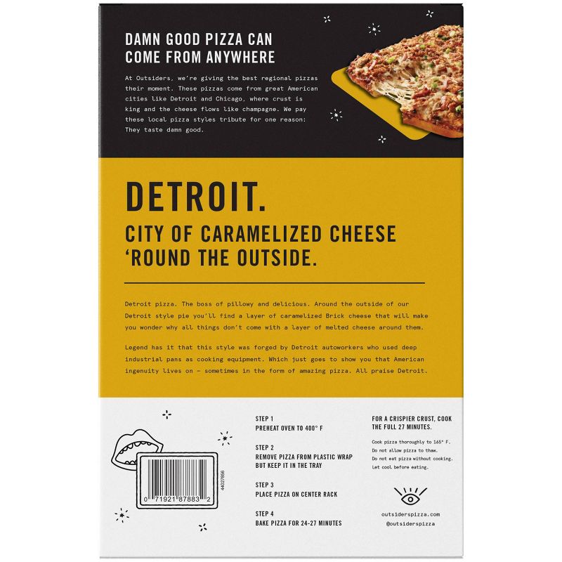 Outsiders Pizza Company Detroit Style Pulled Pork Bacon and BBQ Sauce  Frozen Pizza - 26.6oz