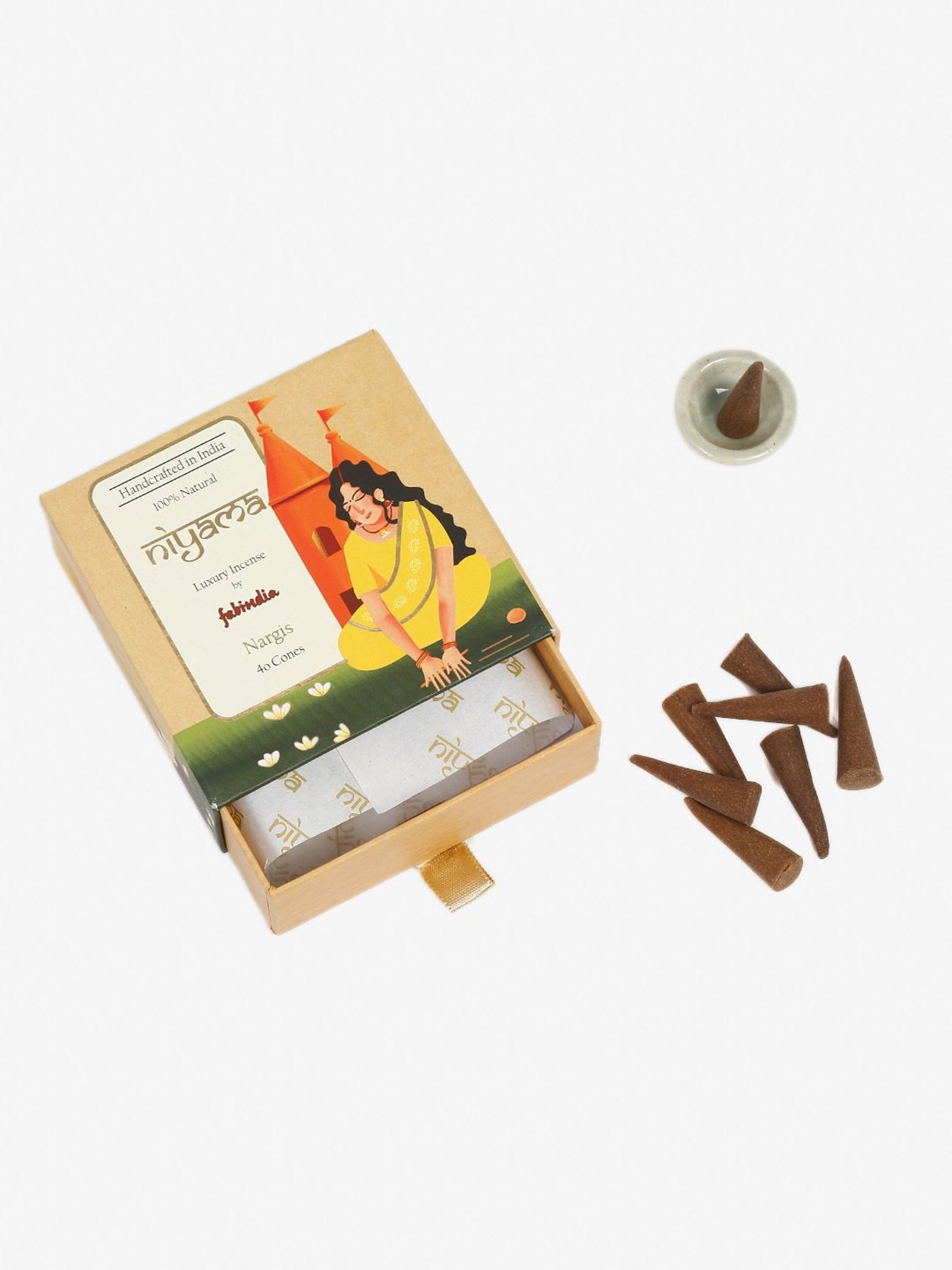 Fabindia Home Niyama Brown Wood Incense Cones