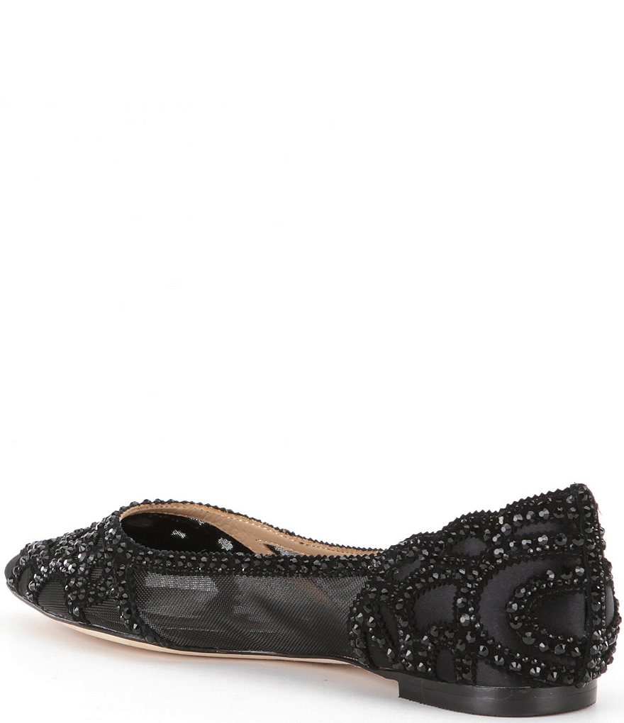 Badgley Mischka Gigi Rhinestone-Embellished Pointed-Toe Flats