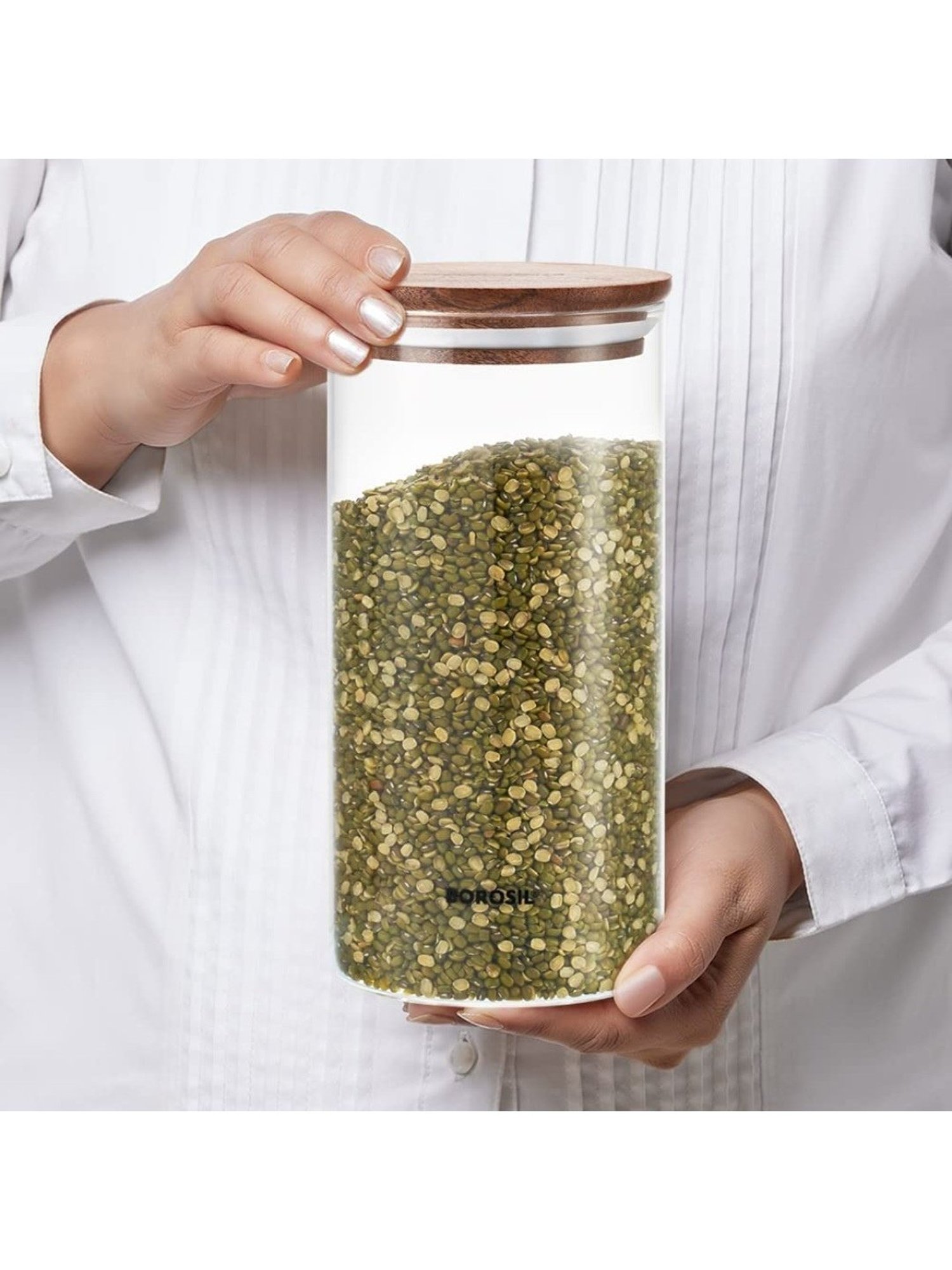 Borosil Transparent Glass Jar & Container (1200ml)