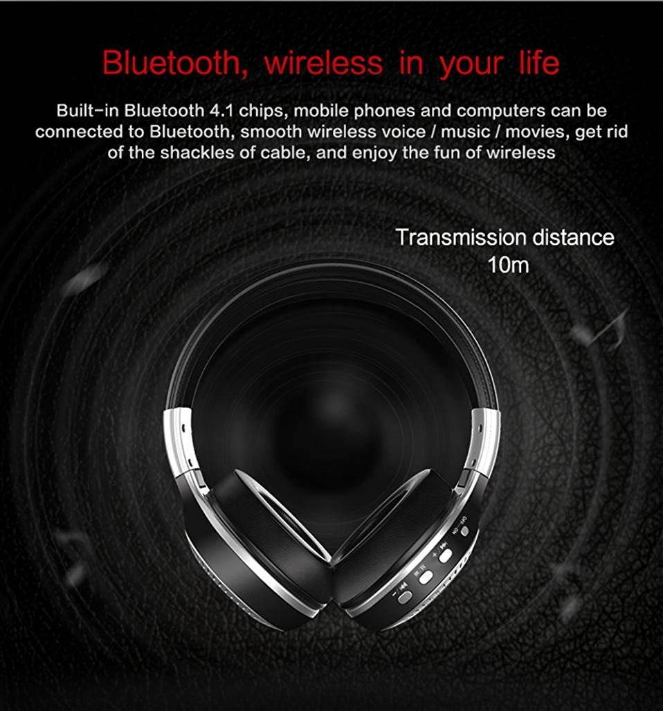 B19 Bluetooth Headphones for Mobile Phone/Tablet PC/Notebook, Over-Ear Microphone Wireless Headphones LCD Display with Mic FM Radio