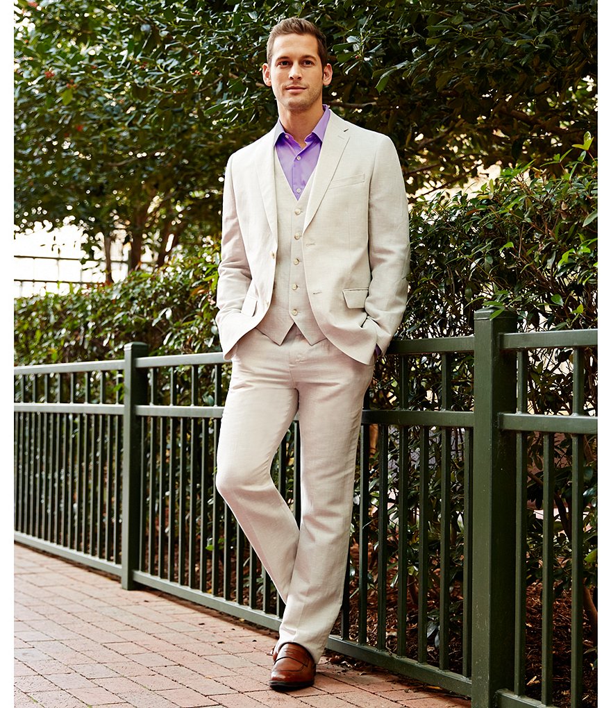 Perry Ellis Big & Tall Linen Herringbone Blazer