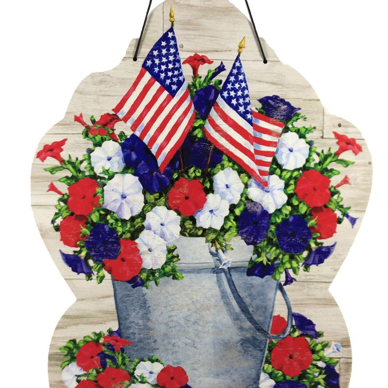 Home & Garden 16.25" Patriotic Pail Hang Around Indoor Outdoor Custom Decor  -  Decorative Door Danglers