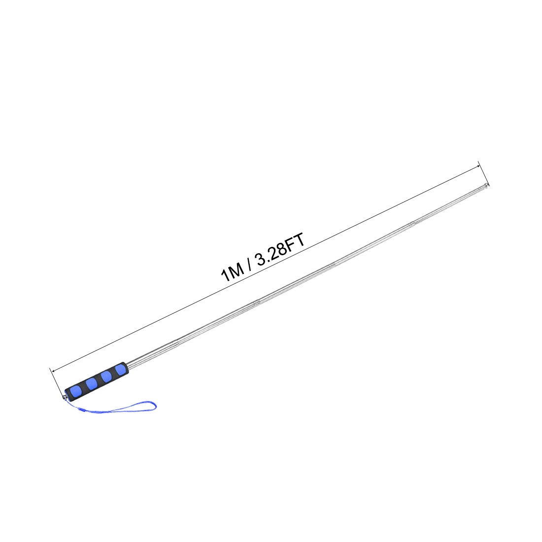 3.28ft/1m Telescopic Handheld Flagpoles Stainless Steel Telescopic Guide Flag Pole Sponge Handle Teaching Pointer for Tour Guides and Teachers Blue