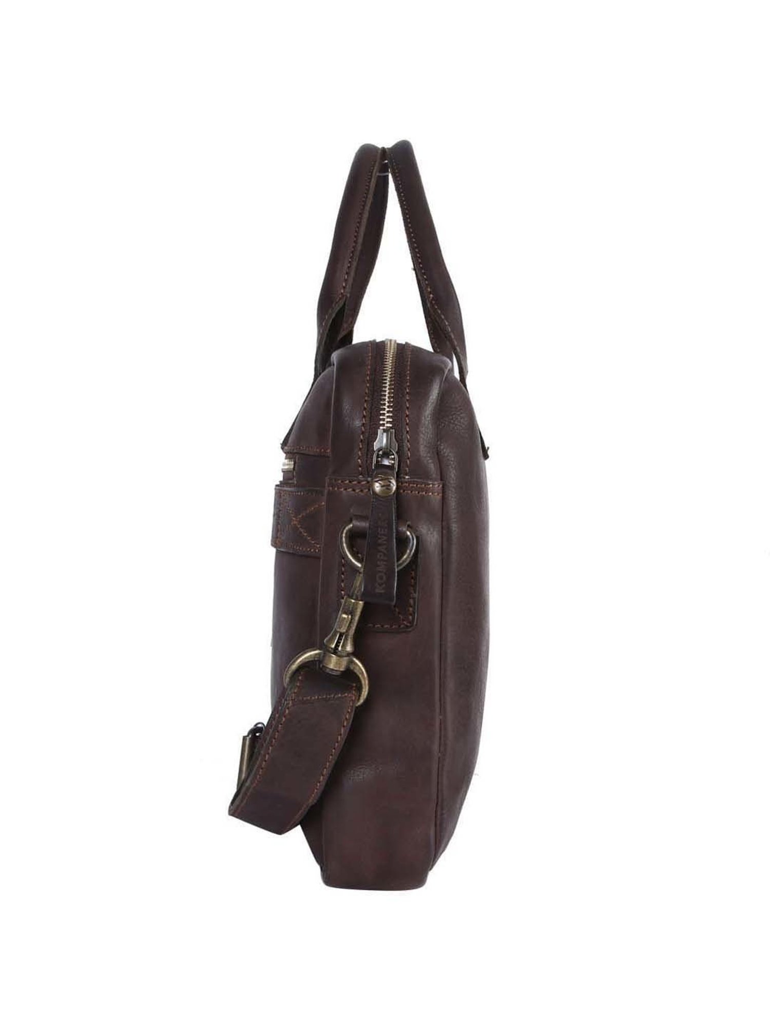 KOMPANERO Brown Leather Medium Messenger Bag