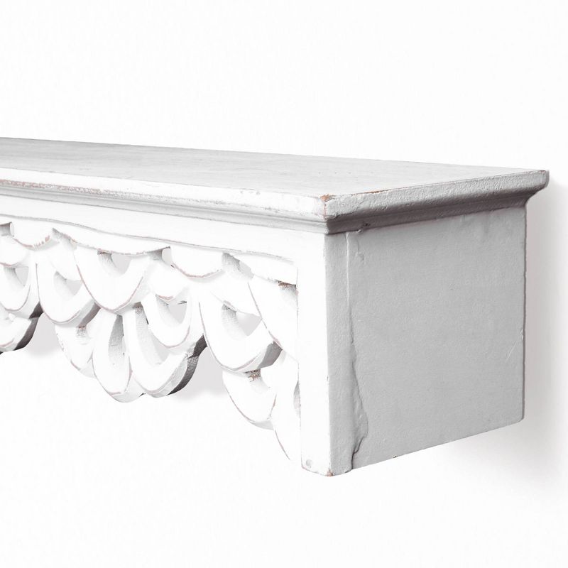 Carved Floral Medallion Wall Shelf White - Crystal Art Gallery