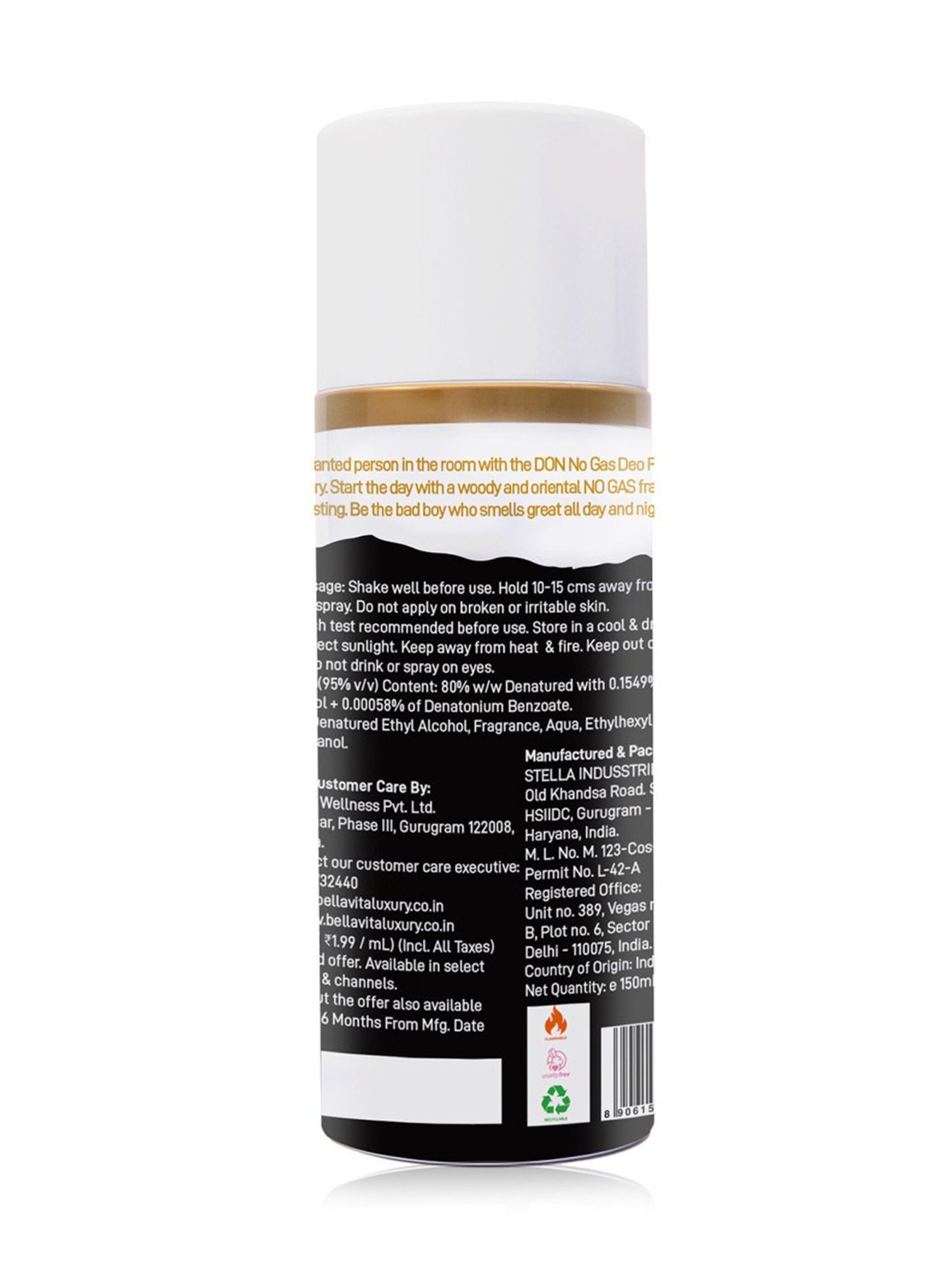 BELLA VITA LUXURY Don No Gas Deo Parfum for Men - 150 ml