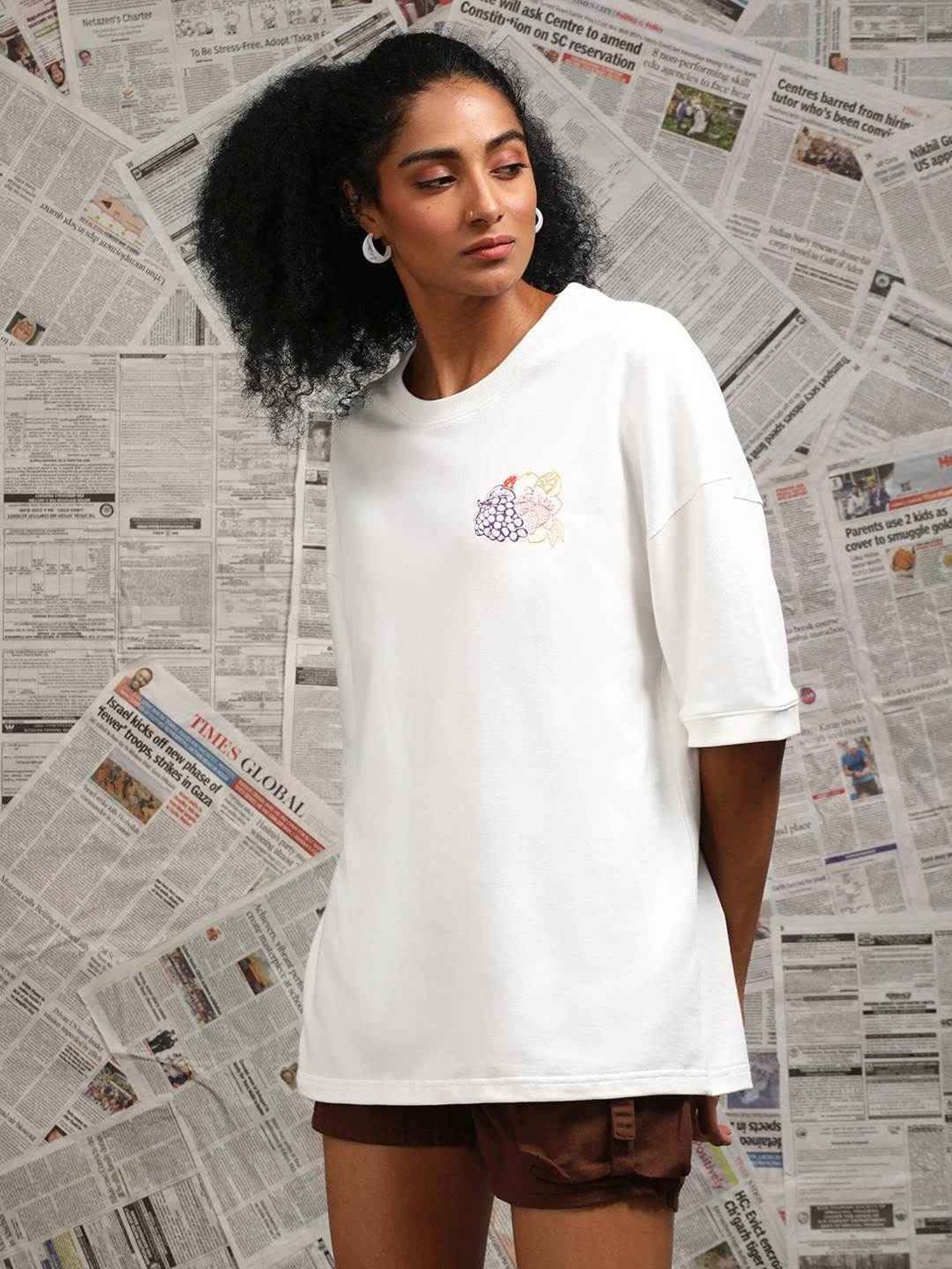 Difference Of Opinion Off White Loose Fit Printed Unisex T-Shirt