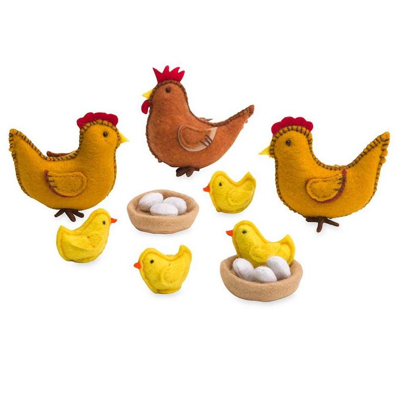Magic Cabin - Wooden Chicken Coop and Felt Chickens Play Set Special for Kids