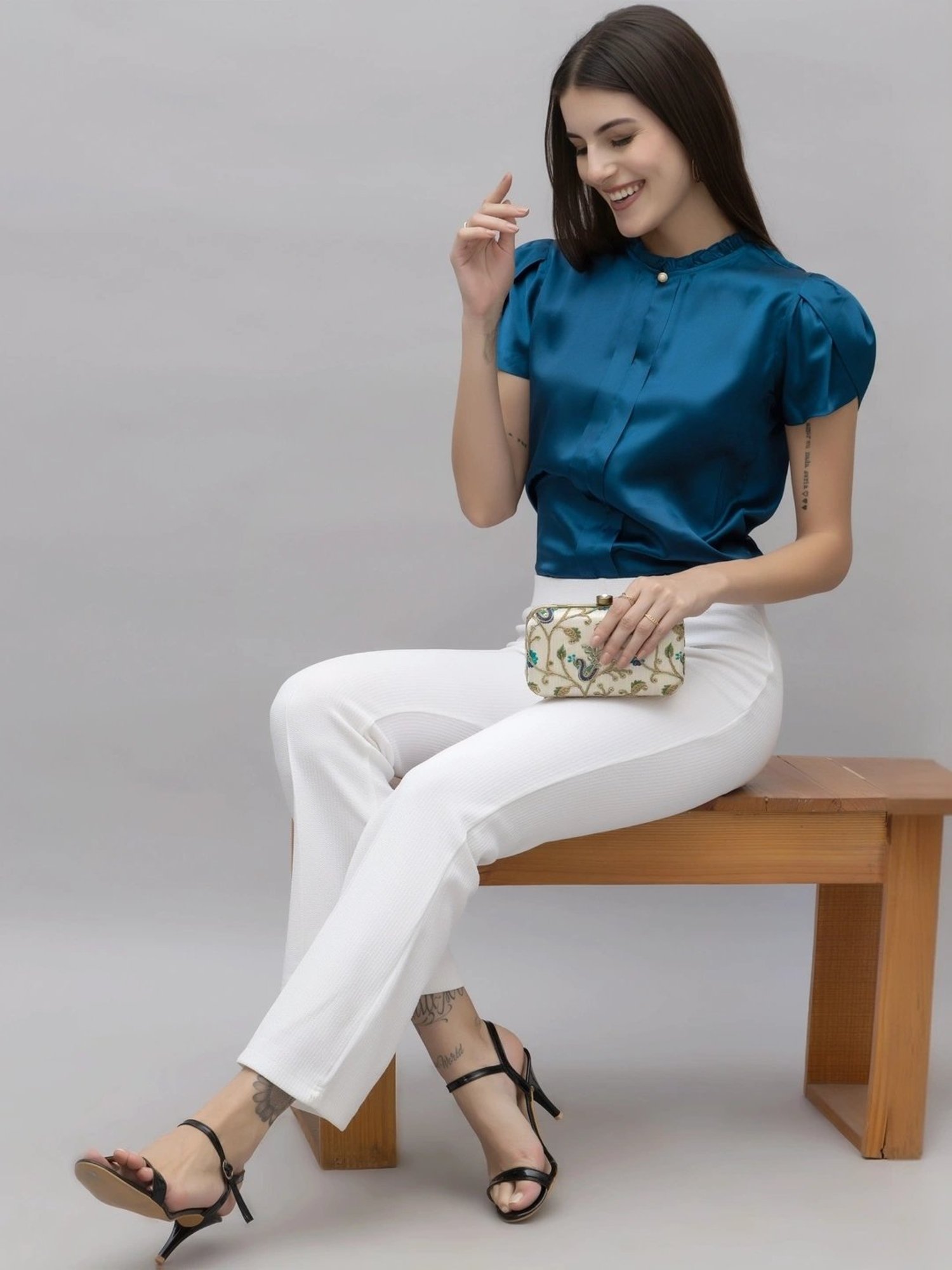 PURYS Blue Regular Fit Top