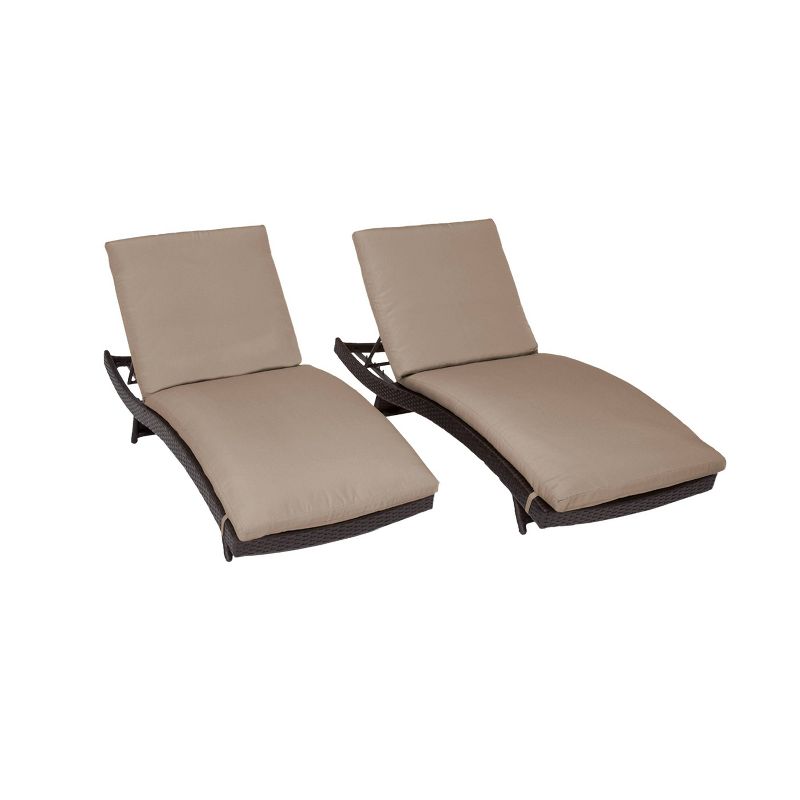 Bali 2pk Patio Chaise Lounges with Cushions - Wheat - TK Classics