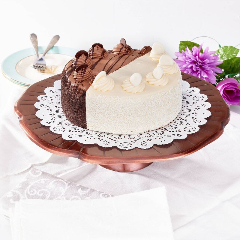 Old Dutch 14.5" Metal Lily Pad Cake Stand Copper