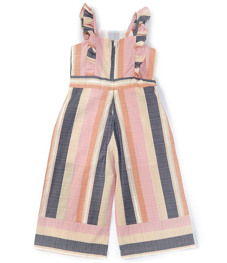 Rare Editions Little Girls 2T-6X Ruffle Stripe Jumpsuit