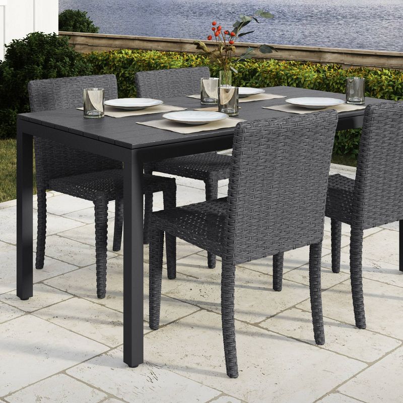 Brisbane Rectangle Outdoor Patio Dining Table - Black - CorLiving