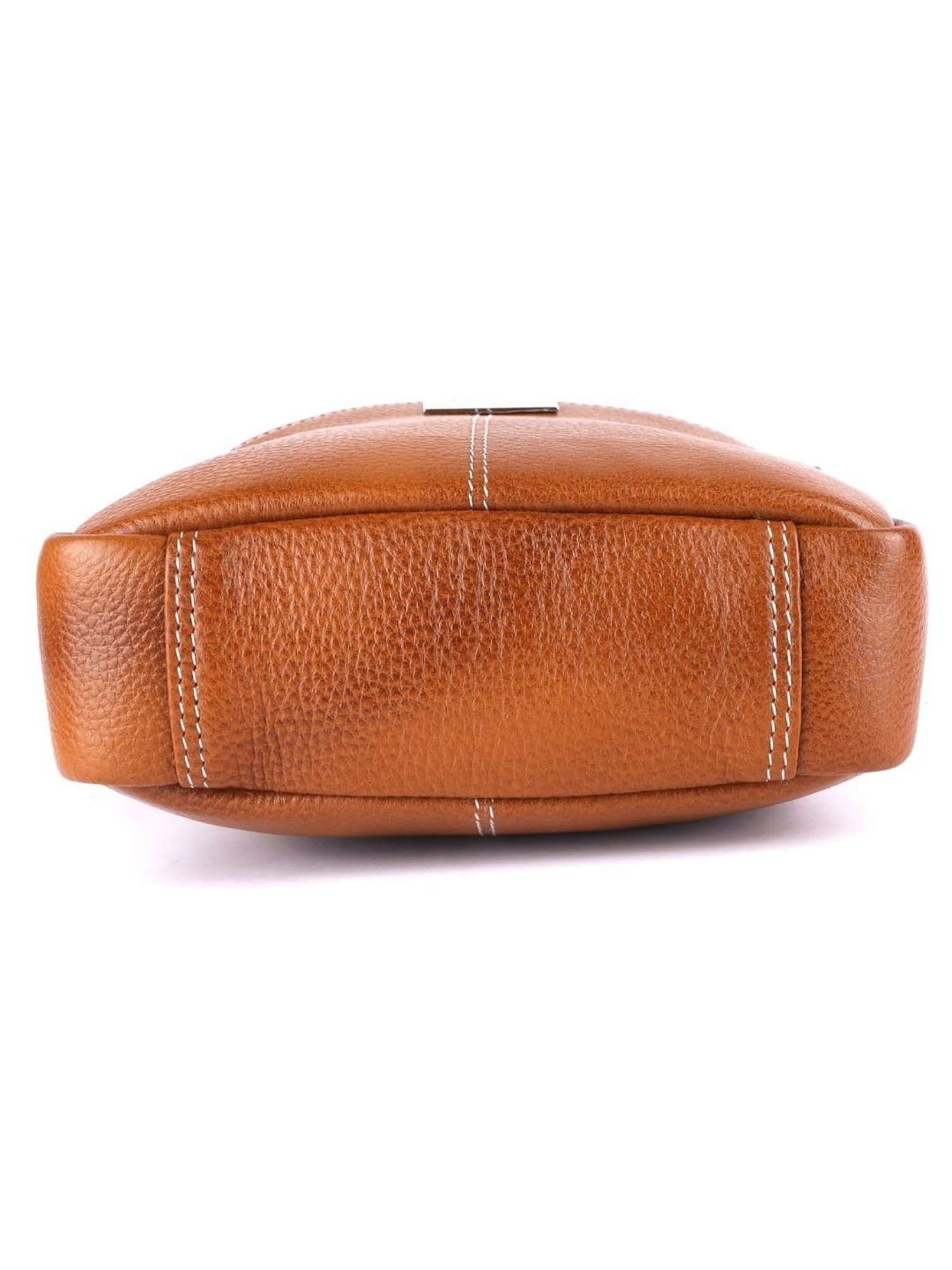 HiLEDER Tan Textured Small Leather 6.5 inch Cross Body Bag