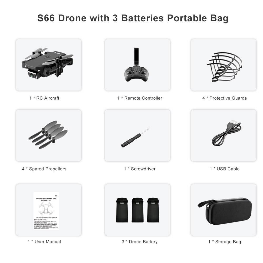 RC Drone with Camera 4K Drone Dual Optical Flow Positioning WiFi FPV Drone Photography Photo Video Track Flight Portable Bag