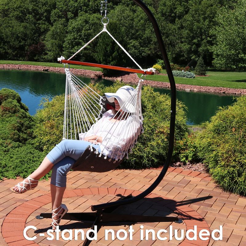 Sunnydaze Large Tufted Victorian Hanging Hammock Chair Swing for Backyard and Patio - 300 lb Weight Capacity - Red