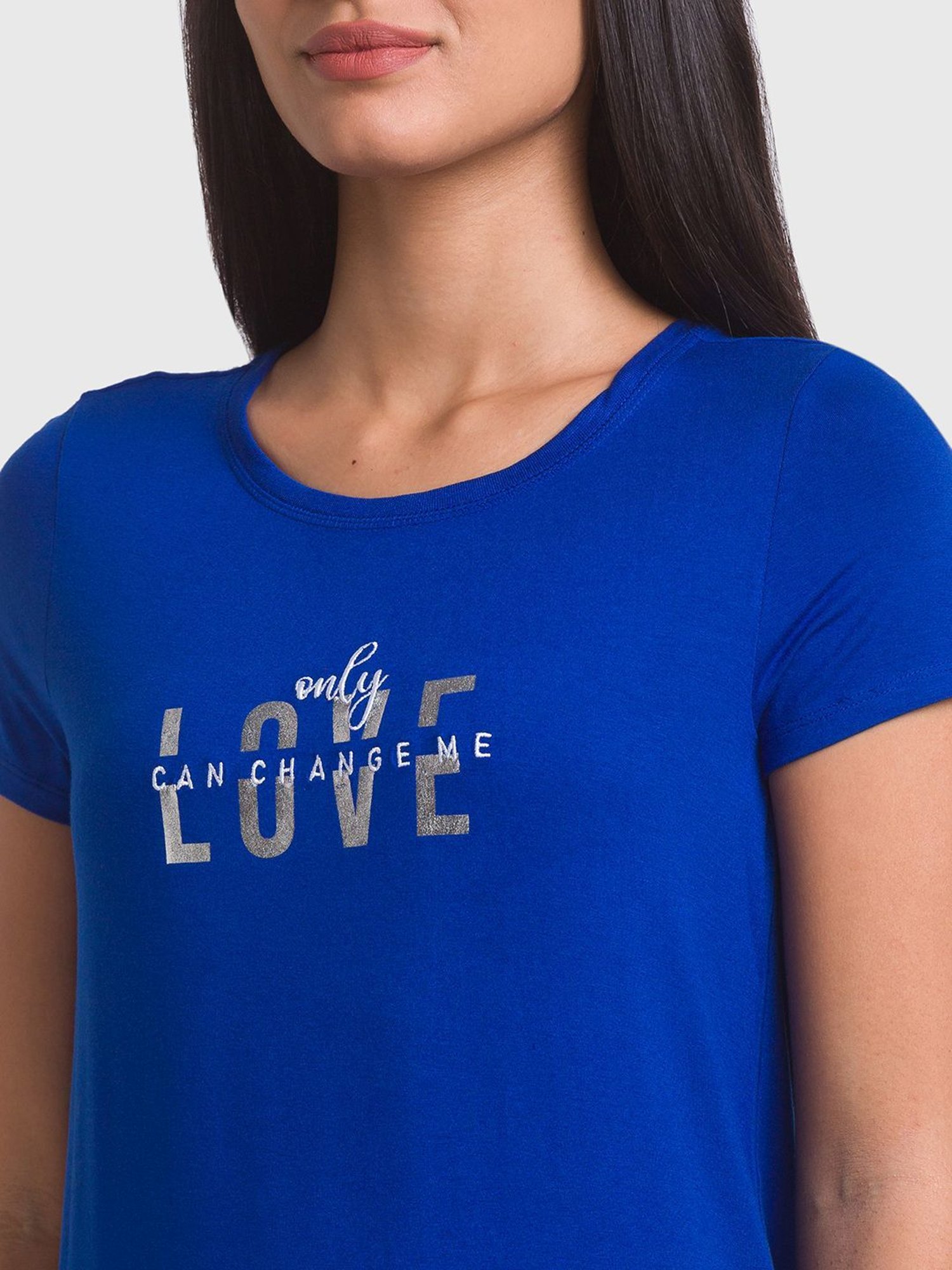 Spykar Blue Printed T-Shirt