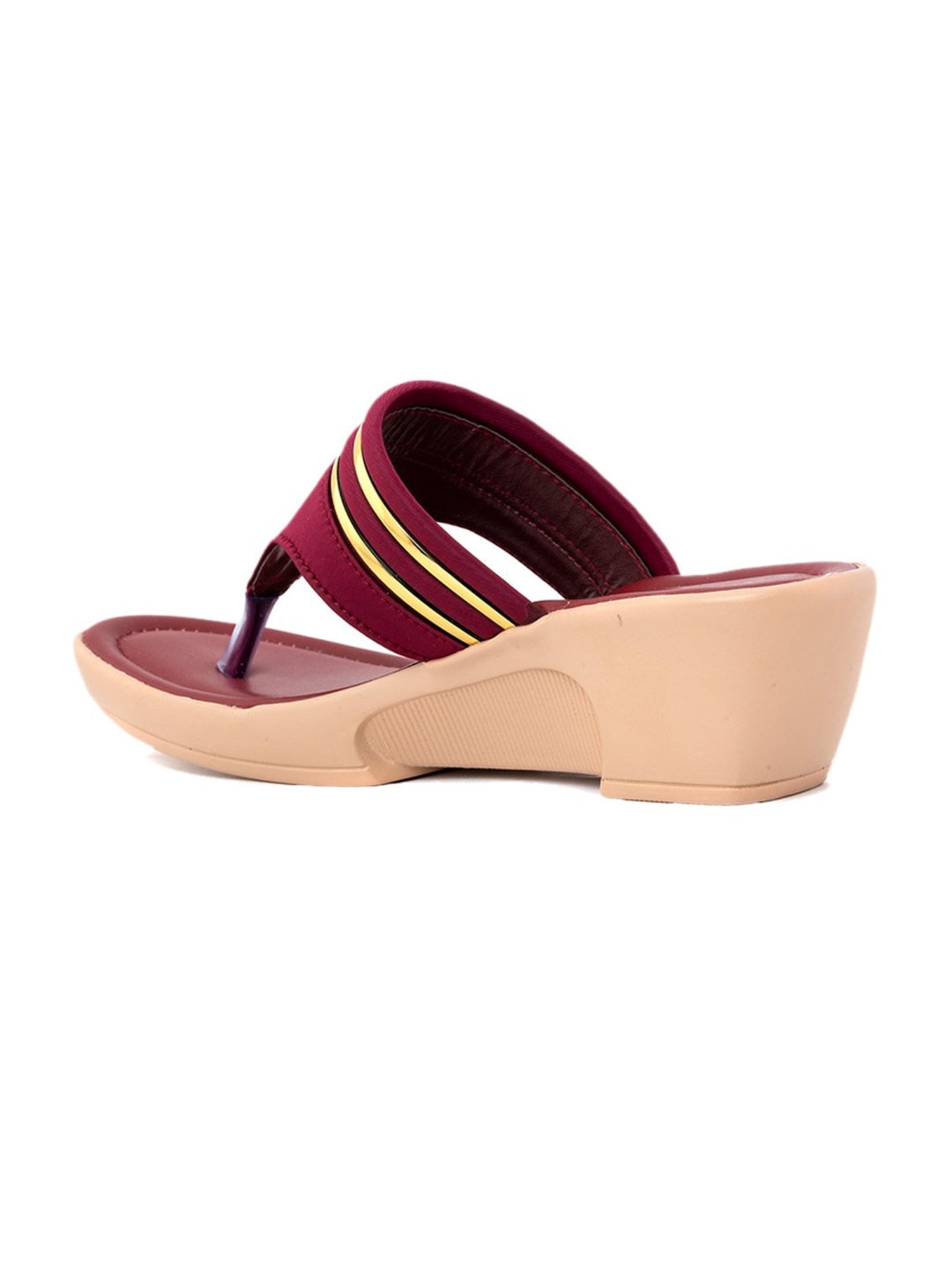 Khadim Women's Maroon Thong Wedges