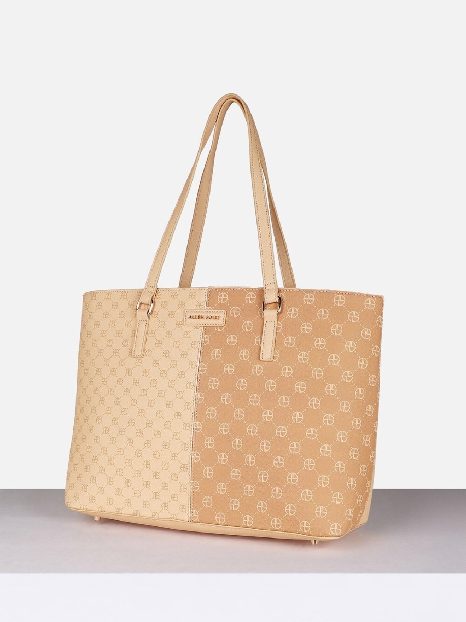 Allen Solly Beige Printed Tote Handbag