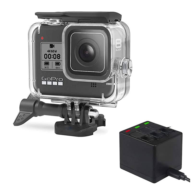 Accessories Kit for GoPro Hero 7 White/Silver Waterproof Housing+Tempered Glass Screen Protector+Carrying Case+Sleeve Case+Carabiner+Anti-Fog Inserts for Go Pro Hero 7White/Silver