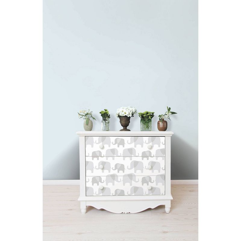 NuWallpaper 28.2' Elephant Parade Peel & Stick Wallpaper Gray