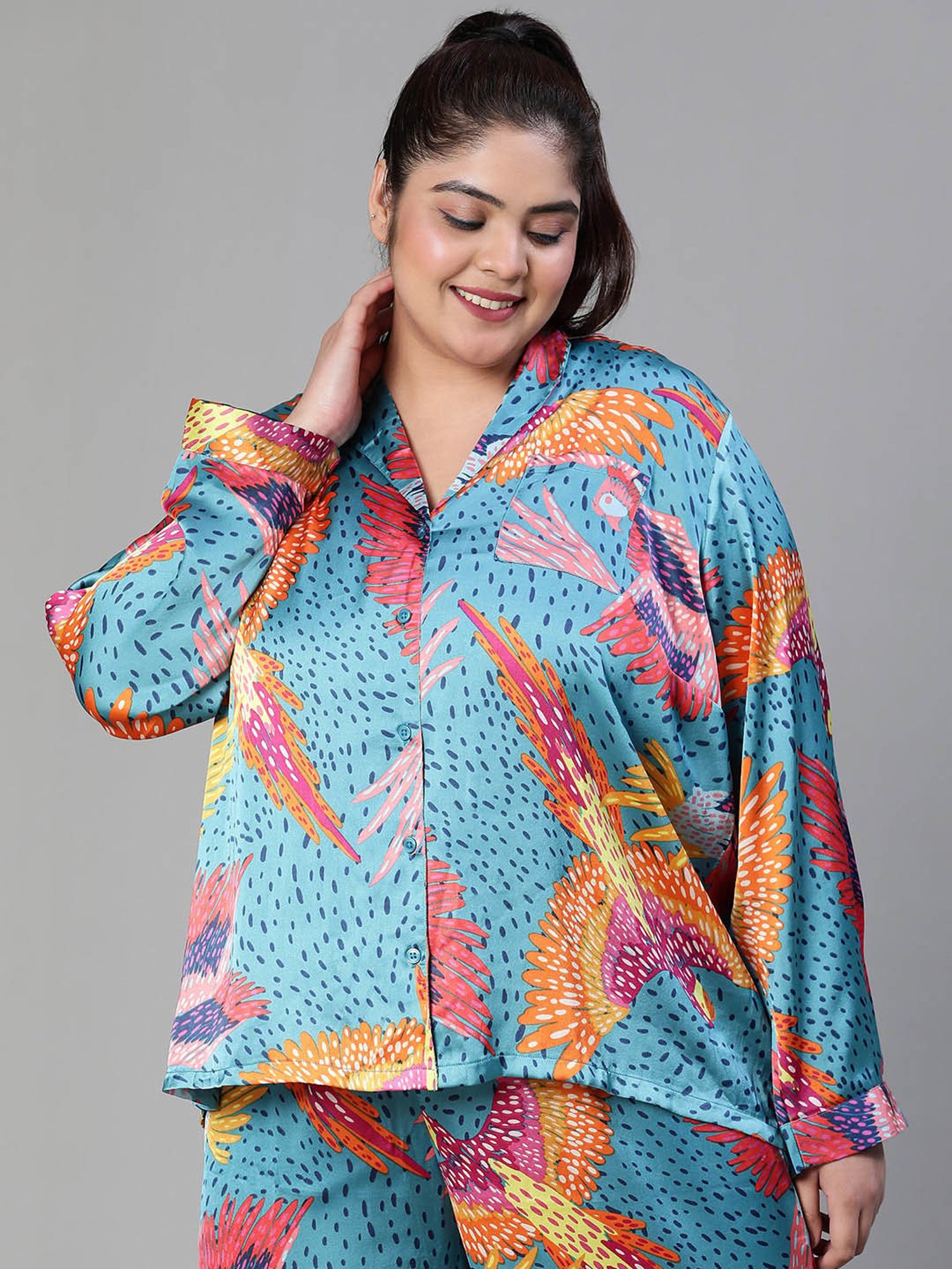 Oxolloxo Multicolor Printed Night Shirt