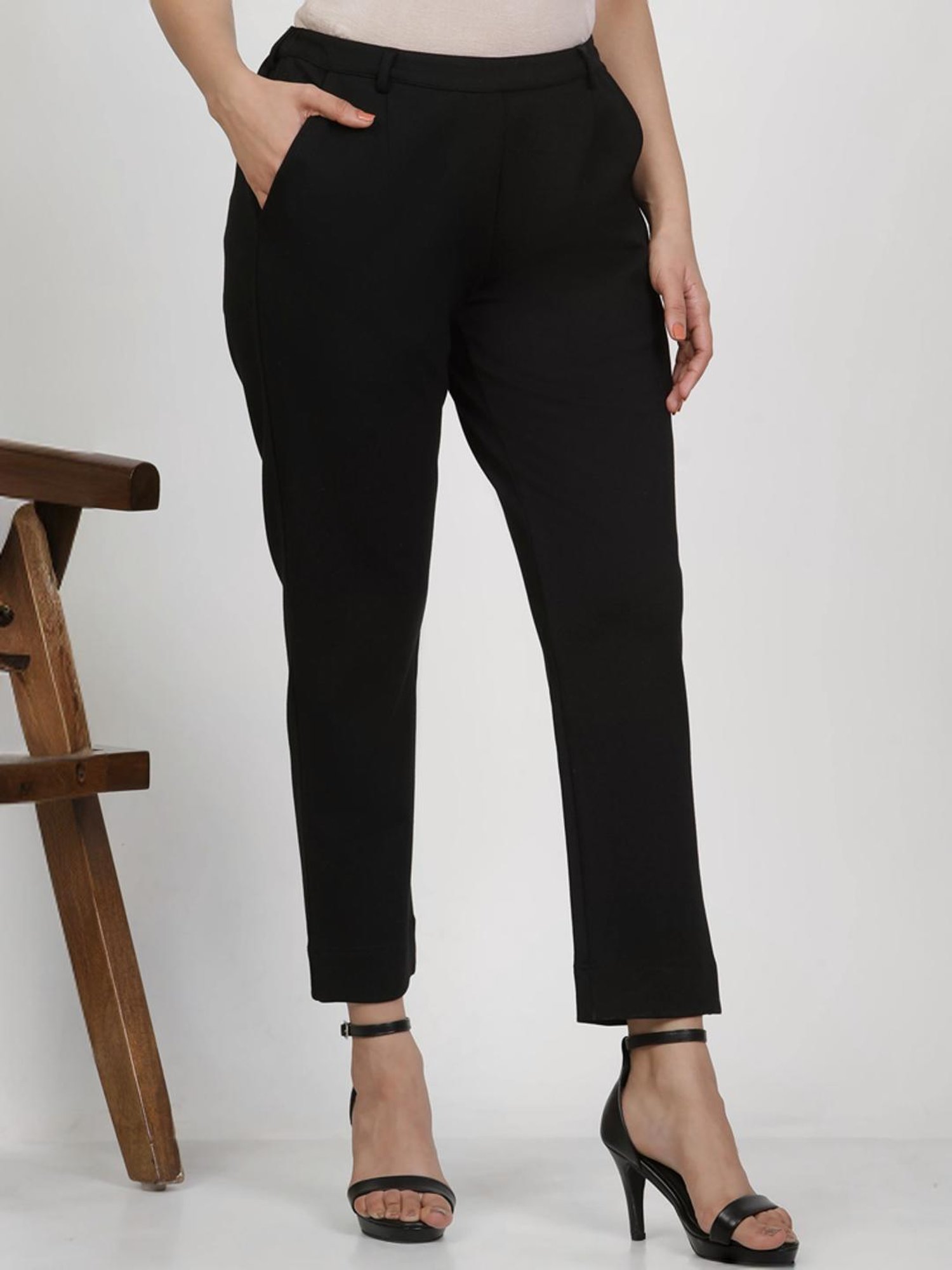 W Black Mid Rise Slim Pants