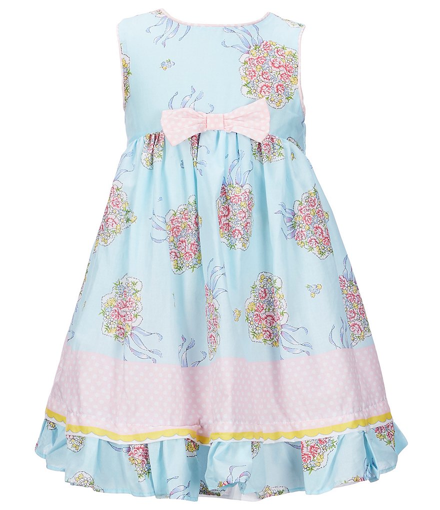 Laura Ashley Little Girls 2T-6X Sleeveless Floral Border Print Dress