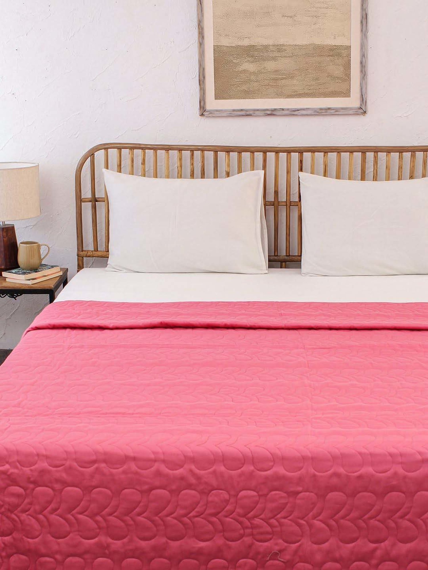 House This Kaliveli Dark Pink 150 TC Cotton Double Bedcover