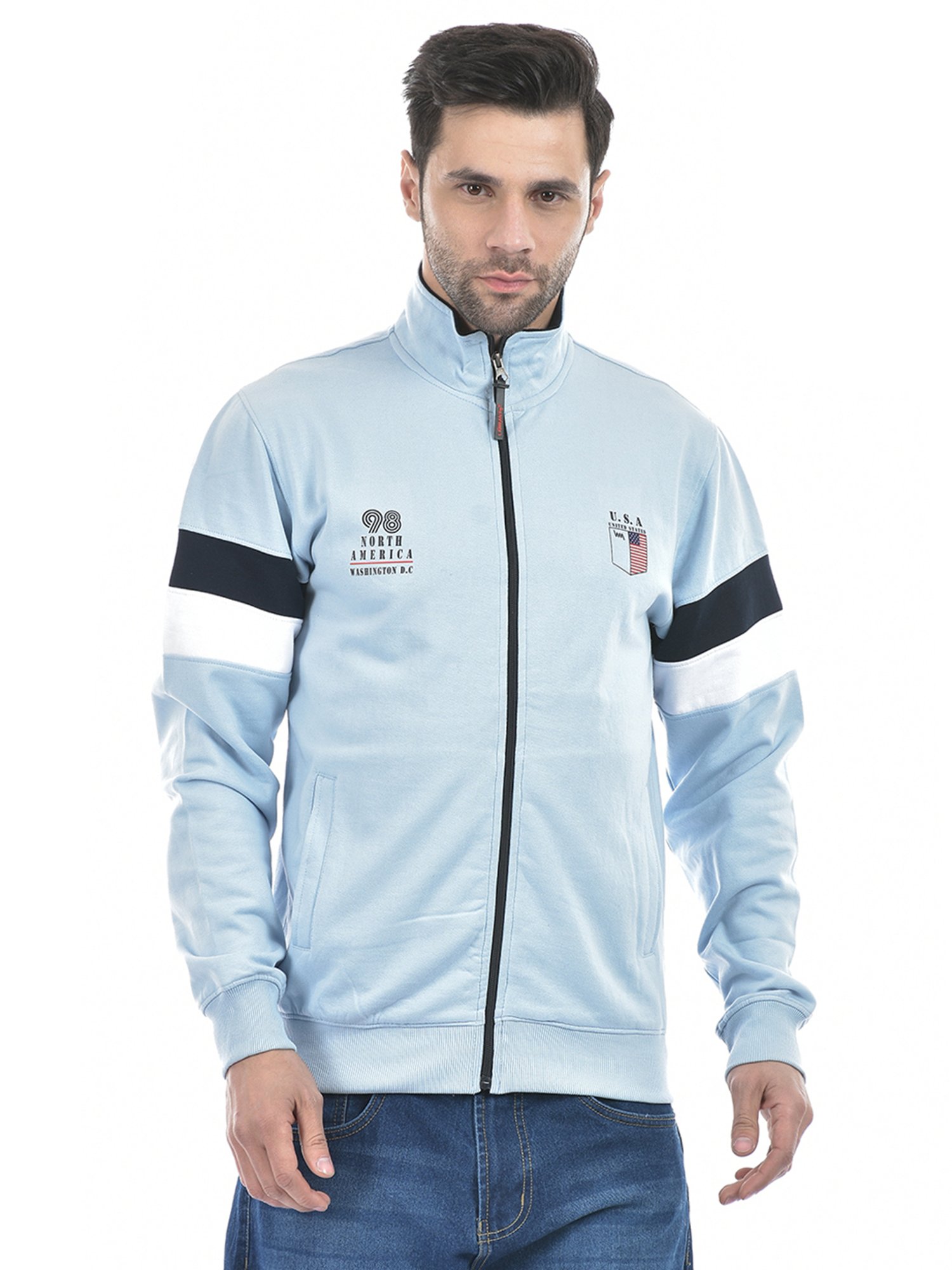 Lawman Pg3 Light Blue Regular Fit Printed Sweatshirt