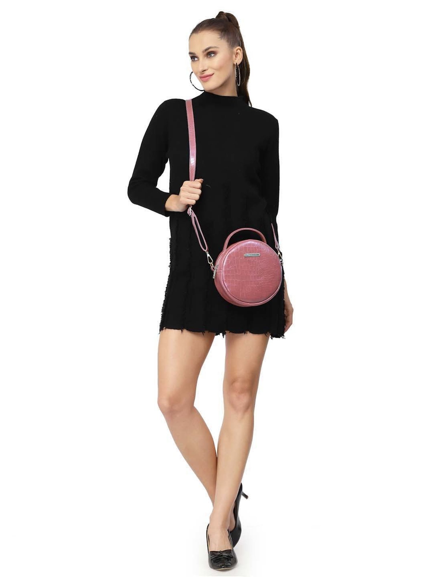 Bagsy Malone Pink Textured Medium Sling Handbag