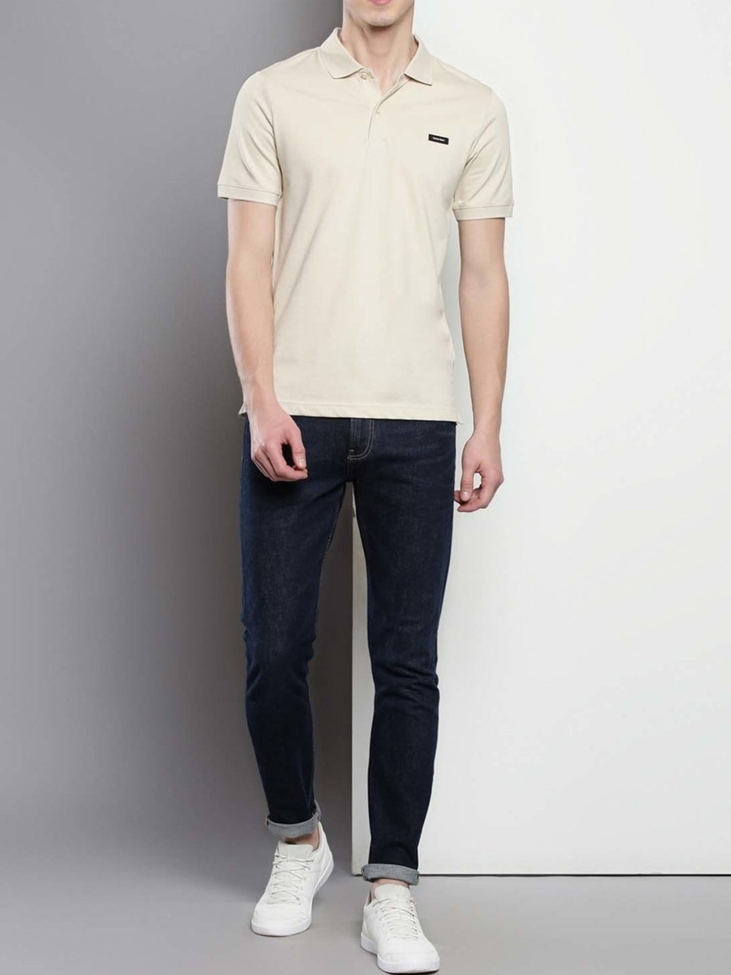 Calvin Klein Fog Cotton Slim Fit Polo T-Shirt