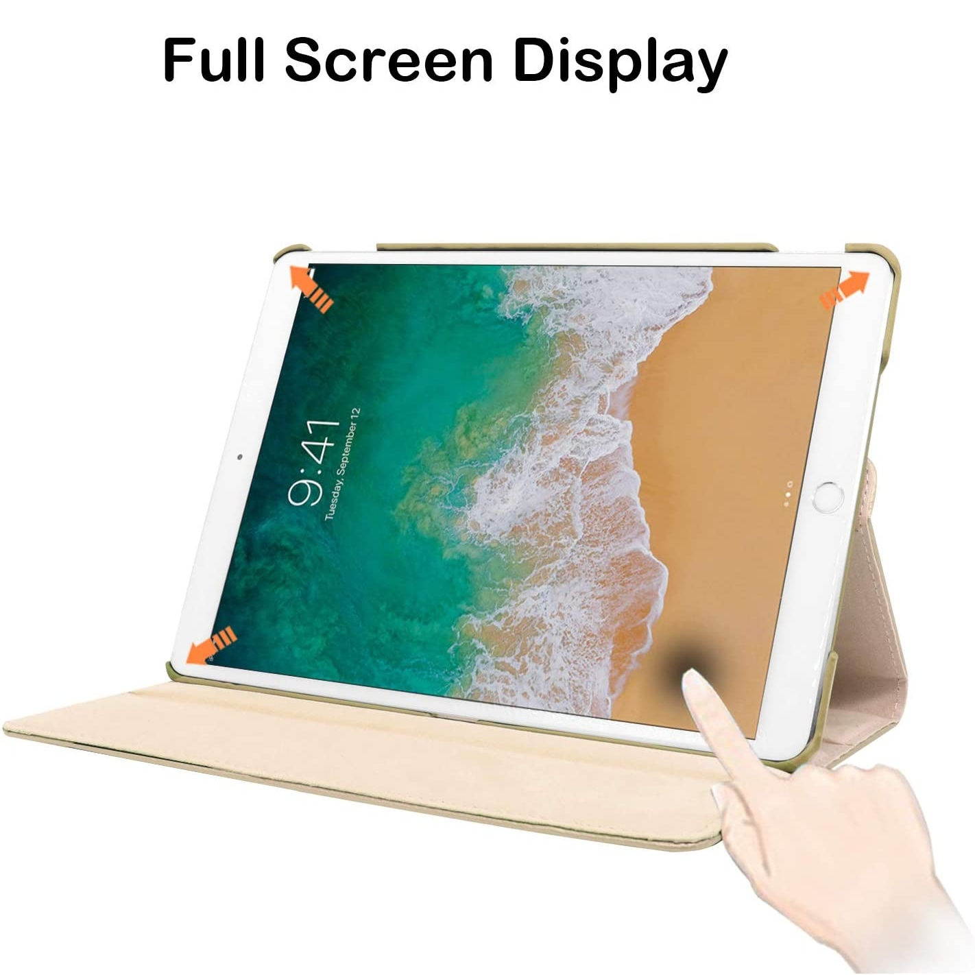 360 Degree Smart Rotating Leather Hybrid Case for iPad 10.2 inch (8th & 7th Gen) - Gold