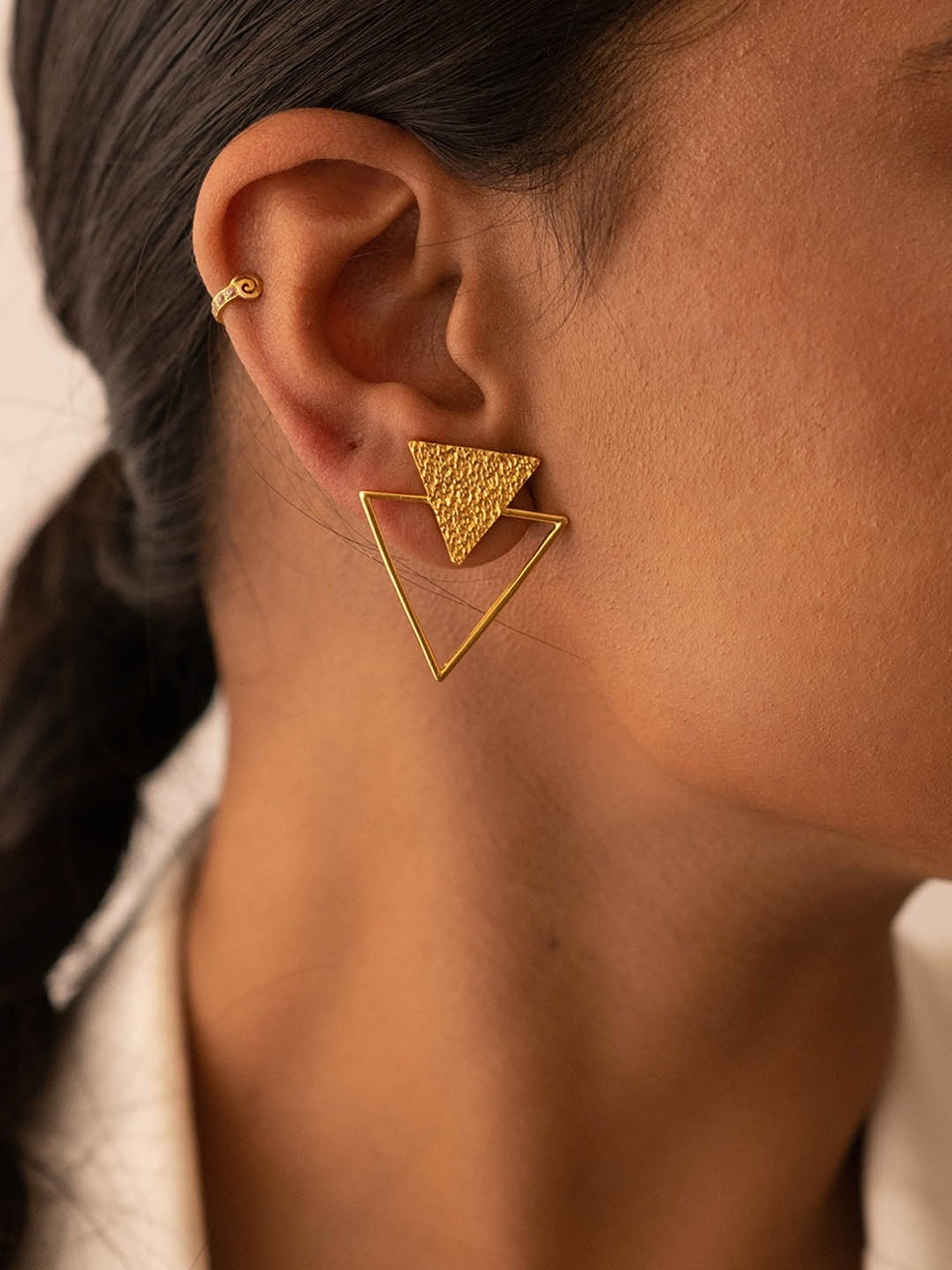 Perfectly Average Textured Triangle Earrings for Women & Girls