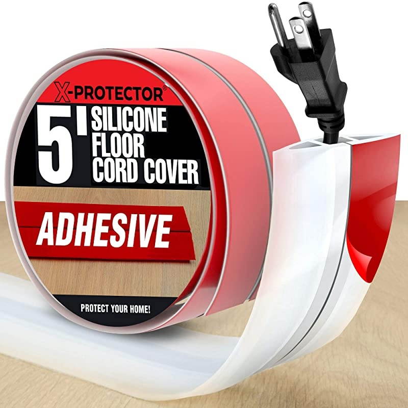 Floor Cord Cover Overfloor Cord Protector 5 Silicone White Cord Protector Ideal Extension Cord Cover to Protect Wires On Floor SelfAdhesive Power Cable Protector 60 in