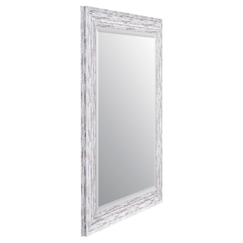 24"x30" Distressed Scoop Framed Beveled Wall Accent Mirror White - Gallery Solutions