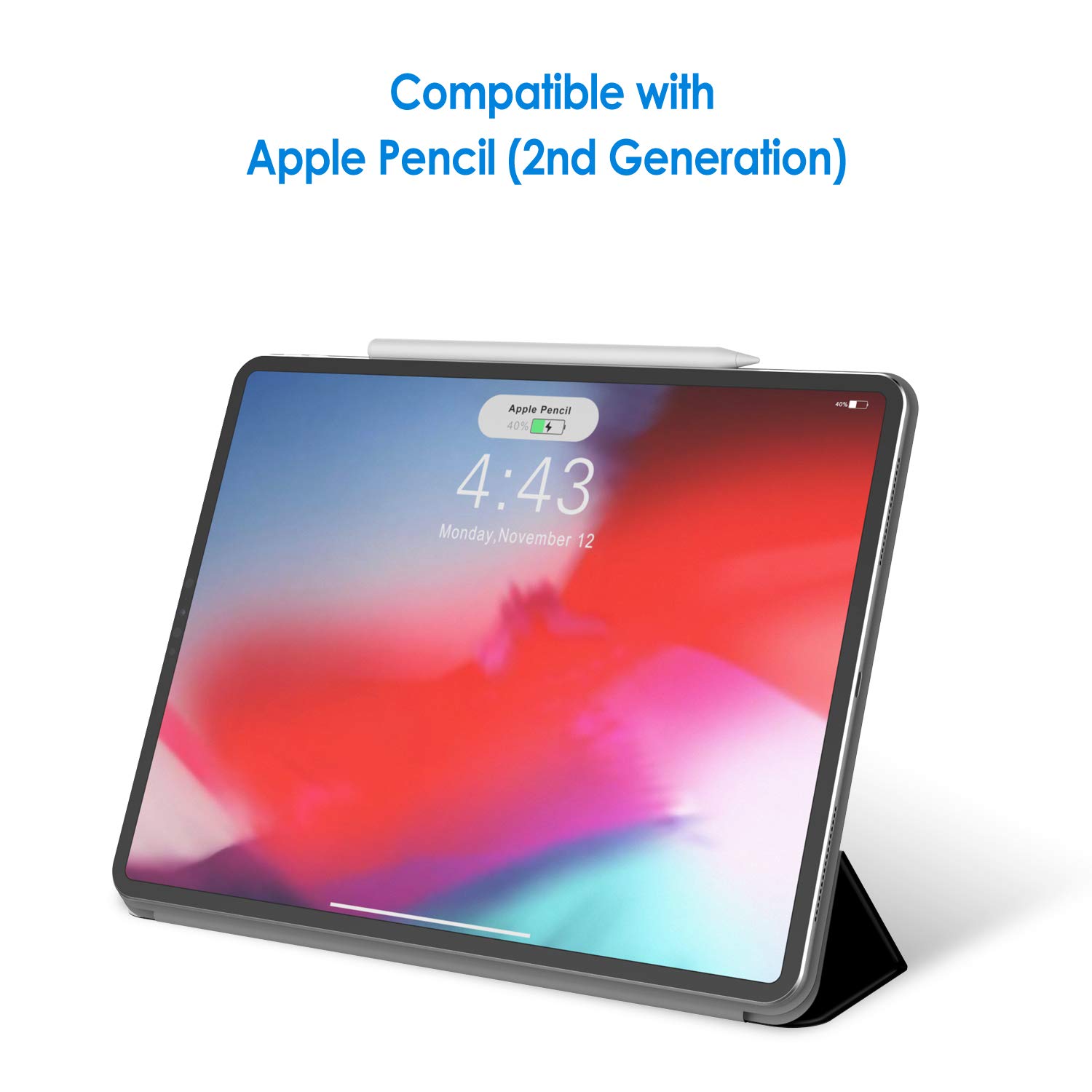 JETech Magnetic Case for Apple iPad Pro 12.9 Inch 2018 Model (NOT for 2020 Model), Support Apple Pencil 2nd Generation Charging, Magnetic Attachment, Cover with Auto Wake/Sleep