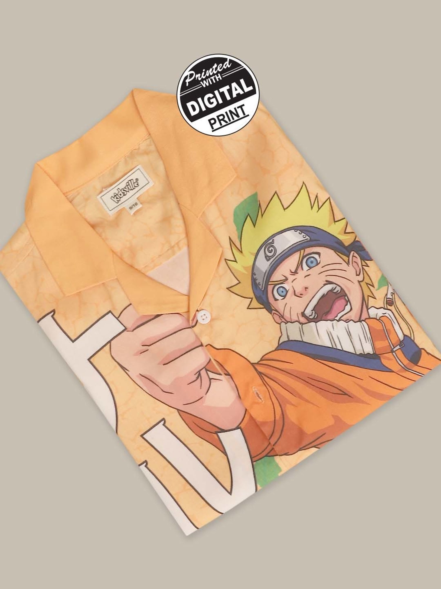 Kidsville Orange Printed Naruto Shirt