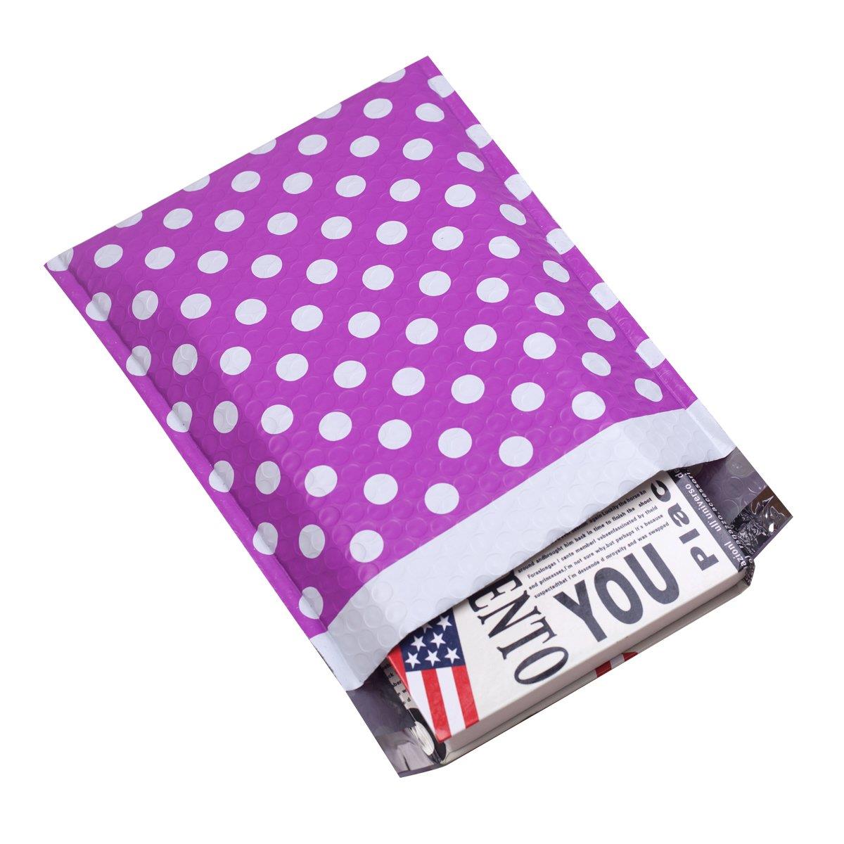 UCGOU #2 8.5x12 Inch Purple Dot Padded Envelopes Water Proof Poly Bubble Mailers Self Seal Mailing Envelopes Pack of 25