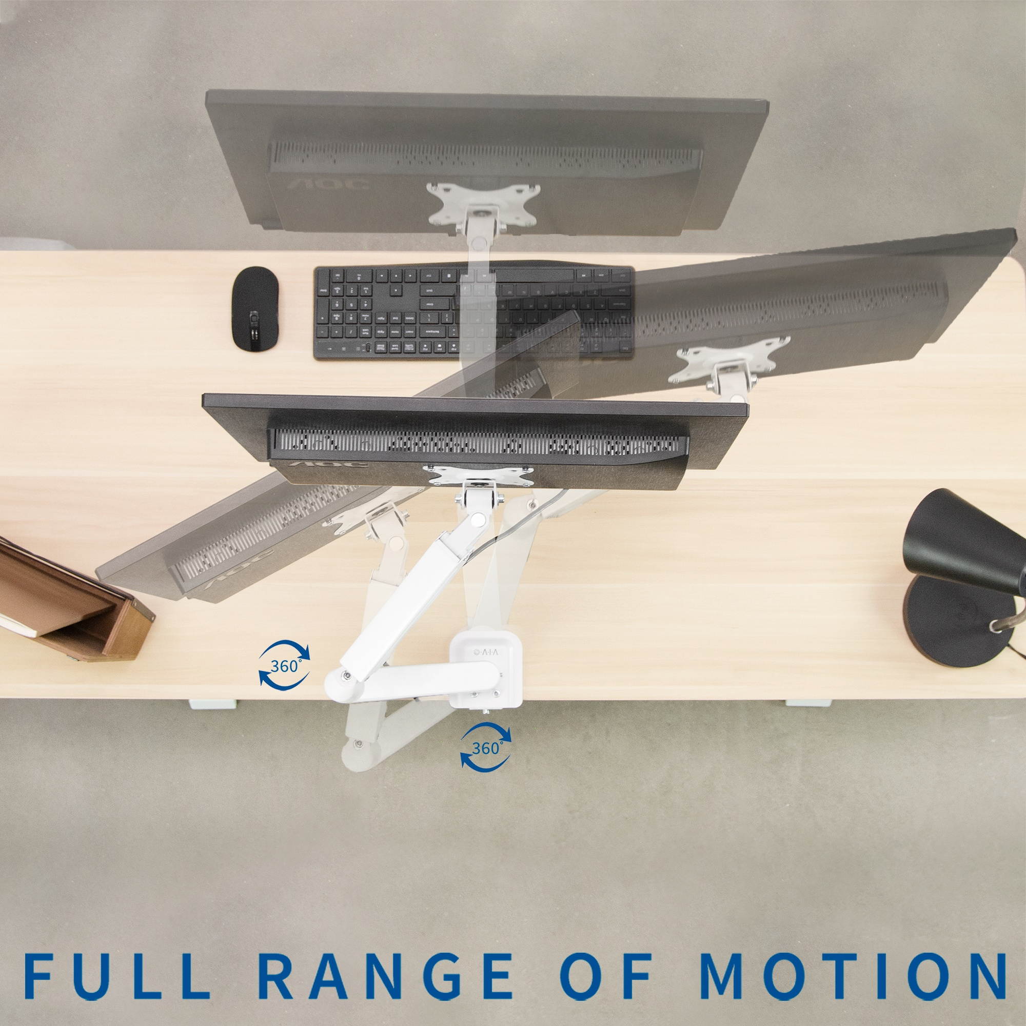 VIVO White Articulating Single Pneumatic Spring Arm Clamp-on Desk Mount Stand | Fits 1 Monitor 17" to 27" (STAND-V101OW)