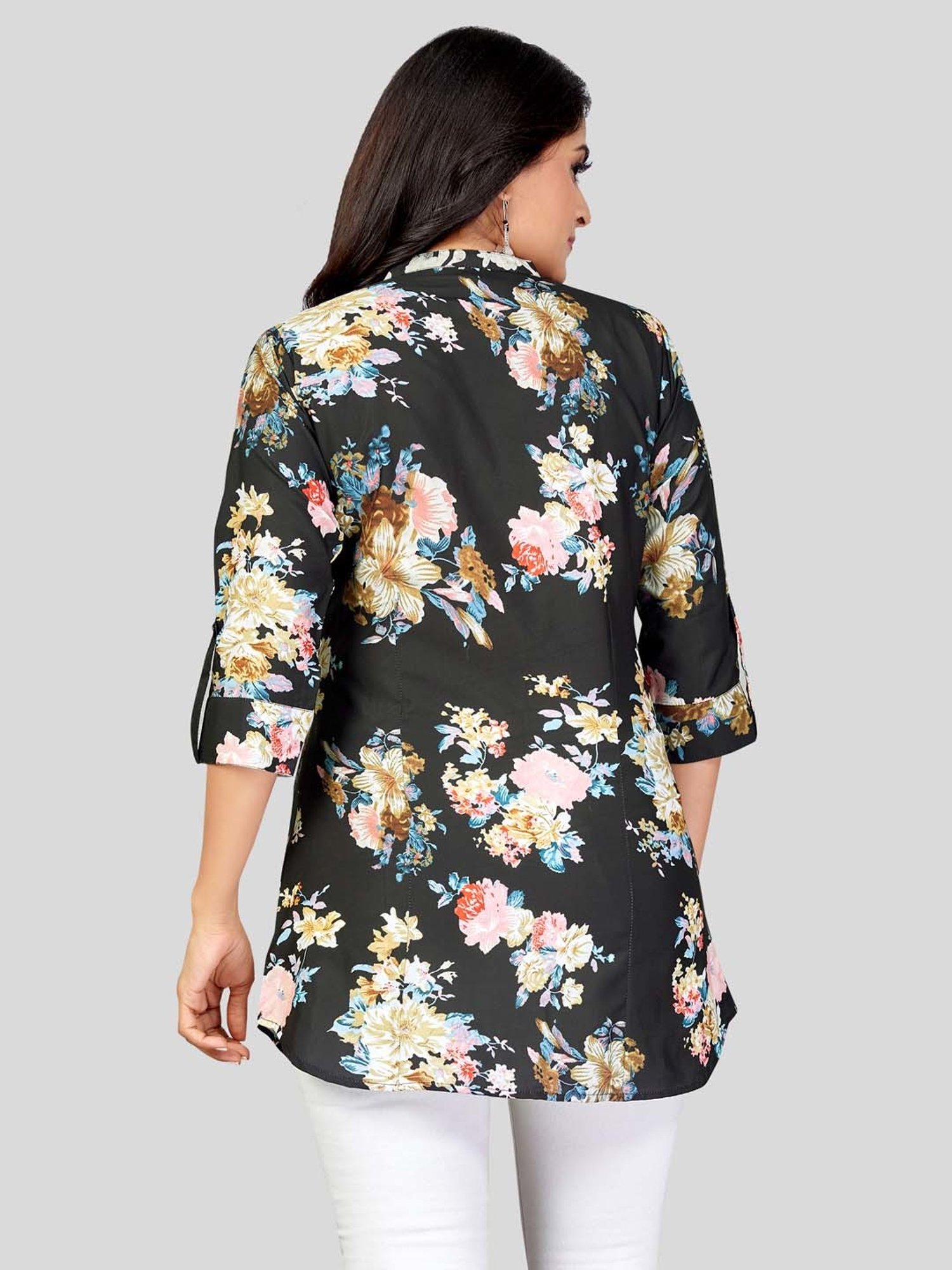 Saree Swarg Black Printed Short Kurti