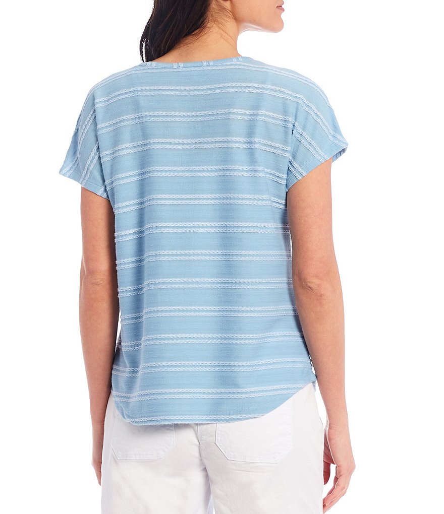 Westbound Short Sleeve Textured V-Neck Top