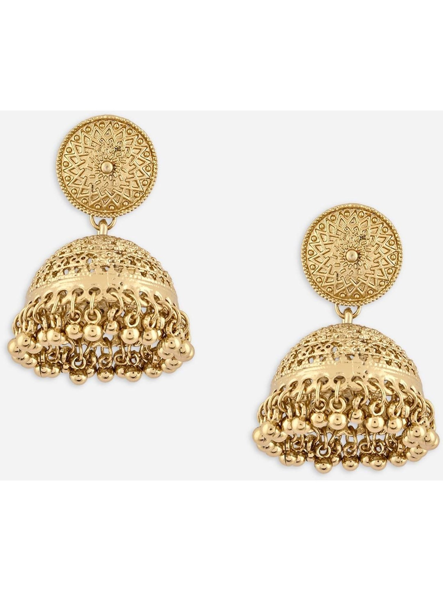 Fida Golden Ethnic Jhumki Earrings for Women