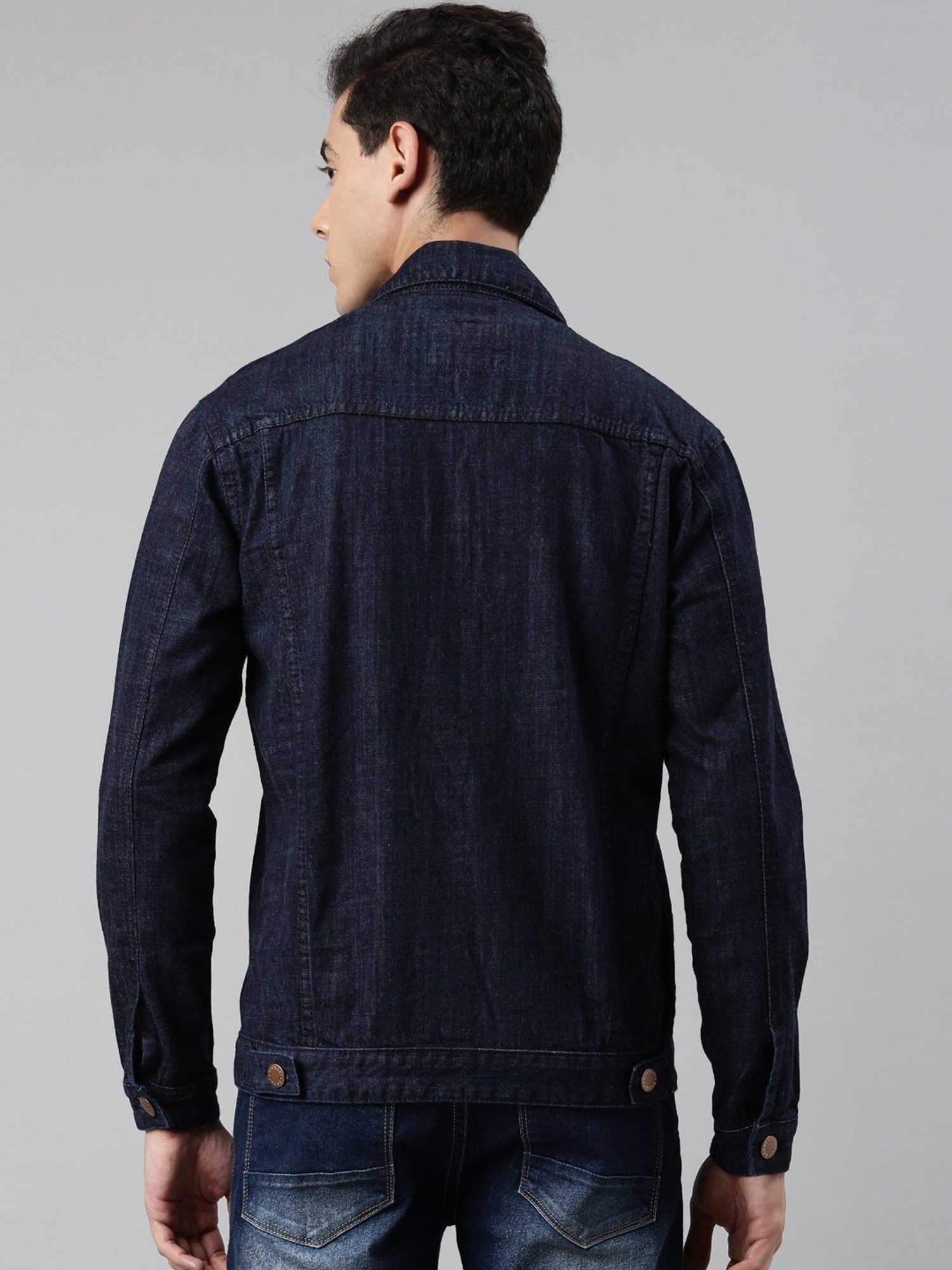 CINOCCI Blue Cotton Slim Fit Denim Jacket