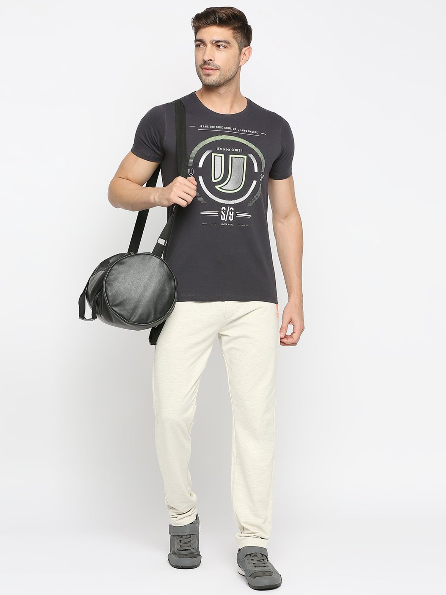 UnderJeans by Spykar White Regular Fit Trackpants